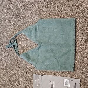 GYMSHARK WHITNEY EYELASH KNIT MIDI HALTER TOP Size Large